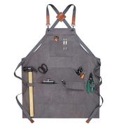 ENWWCH Delantal impermeable de lona gruesa 2 piezas, con múltiples bolsillos y espalda cruzada, ideal for trabajar la madera, cafetería jardinería Para Carpintero(Grey)