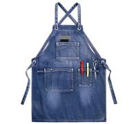 ENWWCH Delantal vaquero grueso de 2 piezas con bolsillo for mujer, hombre, estilista, barista y cafetería en un hermoso salón Para Carpintero(Blue)