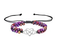 Enwye Pulsera de aleación Morada con corazón de Amor Eterno para Nieta de Abuela, de Doble Capa, con Cuentas, Regalo Ajustable para Mujeres y niñas.