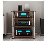 ENWYTE Mueble Equipo HiFi Soporte Tocadiscos de 1/2/3/4 Capas Bastidores de Alta fidelidad con pies amortiguadores Enrutador Industrial Impresora Álbumes de TV Equipo estéreo(Brown Glass,Floor 4)