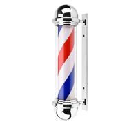 ENWYTE Poste de barbero Exteriores 65 cm diseño clásico Rojo Azul Blanco Montaje en Pared Iluminado y Giratorio decoración a Rayas barberías Uso Interior(Silver)