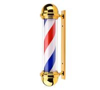 ENWYTE Poste de barbero Exteriores 65 cm diseño clásico Rojo Azul Blanco Montaje en Pared Iluminado y Giratorio decoración a Rayas barberías Uso Interior(Gold)