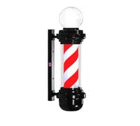 ENWYTE Poste de barbero Giratorio de 68 cm luz Exterior a Rayas Rojas Blancas y Azules Letrero Montaje en Pared peluquerías barberías y centros de estética(Black - Red and White Stripes)