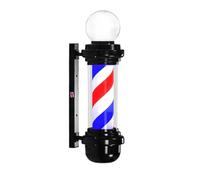 ENWYTE Poste de barbero Giratorio de 68 cm luz Exterior a Rayas Rojas Blancas y Azules Letrero Montaje en Pared peluquerías barberías y centros de estética(Black - Red-White and Blue Stripes)