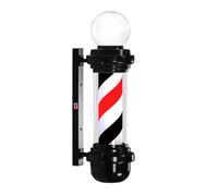 ENWYTE Poste de barbero Giratorio de 68 cm luz Exterior a Rayas Rojas Blancas y Azules Letrero Montaje en Pared peluquerías barberías y centros de estética(Black - Red-White and Black Stripes)