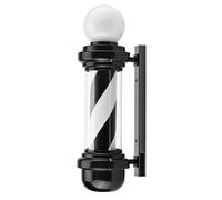 ENWYTE Poste de barbero Giratorio de 68 cm luz Exterior a Rayas Rojas Blancas y Azules Letrero Montaje en Pared peluquerías barberías y centros de estética(Black - Black and White Stripes)