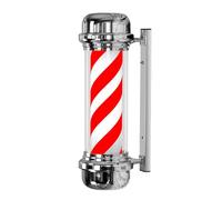 ENWYTE Poste de barbero lámpara de barbero Letrero clásico Exteriores Rojo Azul y Blanco decoración Salones de Belleza barberías y peluquerías(Silver-Color 4)