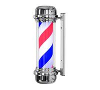 ENWYTE Poste de barbero lámpara de barbero Letrero clásico Exteriores Rojo Azul y Blanco decoración Salones de Belleza barberías y peluquerías(Silver-Color 1)