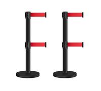 ENWYTE Postes de Control de Multitudes Juego de 2 Barreras de Postes con Cinturón Retráctil Acero Inoxidable Resistente Eventos en Aeropuertos y Espacios Públicos Soporte Letreros(Black-Double,5m)