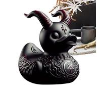 ENXCLWTW Duckieville Duck,Gothic Mini Resin Ducks Statue,duckieville Duck Figurine,Black Duck Rock Sculpture,Gothic Duck Statue Indoor,Unique Punk Duck Figure Satan Duck Tabletop Ornaments Home Decor