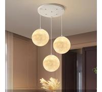 ENXING Lámpara Colgante Minimalista Moderna Luz Colgante De Bola Redonda Blanca Luces Colgantes Creativas Para Restaurantes E27 Utilizado Para Centros Comerciales Dormitorios Pasillos(Three heads A)