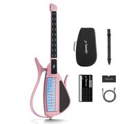 Enya CYBER-G Guitarra Smart Sin Cuerdas - Innovadora Silent & E-Guitarra con Teclas LED, Drum & Bass, Cientos de Presets, Hojas de Acordes Interactivas App para Aprender, Practicar y Actuar - Rosa