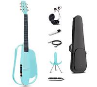 Enya Guitarra Electroacústica NEXG 2 - Guitarra Eléctrica de Fibra de Carbono Azul de 38'' para Adultos con Altavoz Inalámbrico de 80W Micrófon Auriculares de Alta Fidelidad Pedal Cargador y funda