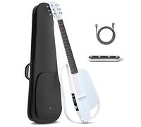 Enya NEXG 2 Guitarra Eléctrica - Guitarra Eléctrica Acústica de Fibra de Carbono Profesional Blanca de 38 Pulgadas Smart Audio Silent Guitar Versión Básica para Niños Adultos Principiantes Viajes