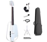 Enya NEXG2 Guitarra Eléctrica Adultos - Guitarra Eléctrica Acústica de Fibra de Carbono Profesional Blanca de 38 Pulgadas Smart Audio Silent Guitar para Niños Principiantes Viajes Fiesta escolar