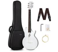 Enya Nova Go Guitarra-Acústica Principiantes - Blanca 35" Fibra de Carbono Corte Bajo Con Funda Correa para Cuerdas y Paño de Limpieza para Niños Adultos Viajes Escolares en Casa