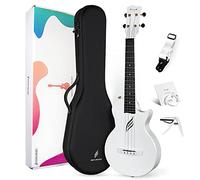 Enya Nova U Pro Ukulele de 26 Pulgadas de Fibra de Carbono para Viaje - Kit para Principiantes (Incluye Lecciones, Funda, Correa, Cejilla y Cuerdas) -Blanco