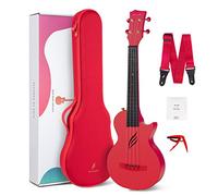 Enya Nova U Ukulele de 23 Pulgadas de Fibra de Carbono para Viaje - Kit para Principiantes (Incluye Lecciones, Funda, Correa, Cejilla y Cuerdas) -Rojo