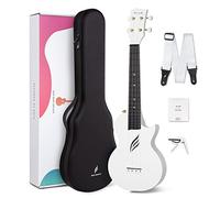 Enya Nova U Ukulele de 23 Pulgadas de Fibra de Carbono para Viaje - Kit para Principiantes (Incluye Lecciones, Funda, Correa, Cejilla y Cuerdas) -Blanco