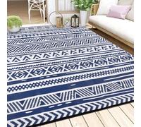 Enyhom Alfombra Exteriores Reversible 240 x 300 cm, Alfombras de Exterior Plástico Duradero Alfombra de Paja Tejida para Jardín, Patio, Caravana, Camping, Terraza, Azul