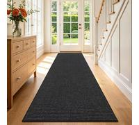 Enyhom Alfombra Pasillo Larga 80 x 300cm, Alfombra Cocina Lavable Antideslizante Alfombras de Pasillo, Elegante Alfombra Entrada Alfombra para Cocina Sala Dormitorio Entrada del Baño, Negro + Gris