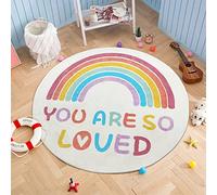 Enyhom Alfombra redonda de 120 cm, arco iris, para dormitorio de niñas, alfombra de juego circular, antideslizante, lavable a máquina, alfombra de guardería para bebé