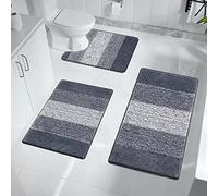 Enyhom Alfombrilla Baño de 3 Piezas, Alfombra de Baño Absorbente de Agua, Ultra Suave Alfombrilla Ducha Antideslizante, Lavable a Máquina, Tapete Casa de Banho y Alfombra Baño de Pedestal para Inodoro