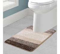 Enyhom Alfombrilla de inodoro en forma de U de 50 x 60 cm, ultra suave, antideslizante, para inodoro, absorbente, lavable, color café