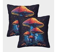ENYISIYULO Magic Mushroom Fundas De Cojín Juego De 2 Funda De Almohada Cuadrado Mushroom Suave para Terraza Jardín Sala De Estar Sofá Decoración 45x45cm