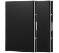 Enyoir Cartera delgada con protección RFID para tarjetas de crédito, ladrones de identidad, funda de metal de aluminio de acero inoxidable con 6 ranuras de PVC, pack de 2 (negro), 2 unidades, Moderno
