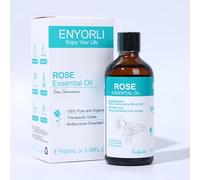 ENYORLI Aceite Esencial de Rosa 100 ml 100% Puro Natural para Hidratación Facial Regulación del Estado de ánimo Cuidado de la Piel Cuidado del Cabello Masajes Apto Para Difusor Bricolaje Frescura