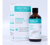 ENYORLI Aceite Esencial de Vainilla 100 ml Aceite de Vainilla 100% Puro Tamaño Familiar Para el Cuidado de la Pielel Cabello y Masajes Apto para Difusores Bricolaje y Armarios