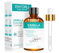 ENYORLI Aceite Esencial de Vainilla 100 ml Aceite de Vainilla Tamaño Familiar Para el Cuidado de la Pielel Cabello y Masajes Apto para Difusores Bricolaje y Armarios