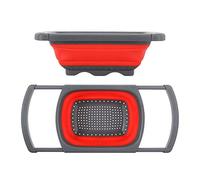 Enzege Coladores Cocina Colador Plegable para Usar Encima de Fregadero, para Vegetales y Frutas, con Asas Extensibles, Rojo, 39 * 26 * 5.5