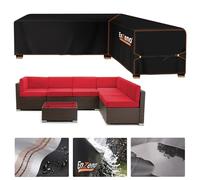 Enzeno Funda para muebles de jardín en forma de L, impermeable, tela Oxford 420D, funda de sofá de esquina de ratán con cinta impermeable (260x210x87 cm), lado izquierdo largo