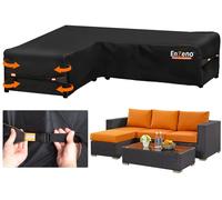 Enzeno Funda para muebles de jardín en forma de L, impermeable, tela Oxford 420D resistente al agua, funda de sofá de ratán para exteriores con cinta impermeable (210 x 260 x 87 cm)
