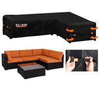 Enzeno Funda para muebles de jardín en forma de L, impermeable, tela Oxford 420D, resistente al agua, para exteriores, con cinta impermeable (286 x 222 x 87 cm)