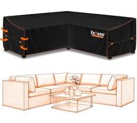 Enzeno Funda Protectora para Muebles de jardín en Forma de L, Impermeable, Resistente al Viento, Cubierta de Lona para Exterior, para Conjunto de sillones de Esquina (215 × 215 × 87 cm)
