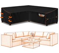 Enzeno Funda Protectora para Muebles de jardín en Forma de L, Impermeable, Resistente al Viento, Cubierta de Lona para Exterior, para Conjunto de sillones de Esquina (270 × 270 × 90 cm)