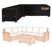 Enzeno Fundas de sofá de jardín en forma de L, impermeables, tela Oxford 420D, funda de muebles de esquina de ratán con cinta impermeable (210x140x75 cm), lado izquierdo largo