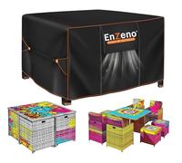 Enzeno Juego de fundas impermeables para mueble de patio, mesa y sillas cuadradas, exteriores, resiste a la intemperie, ratán, protección, 124 cm de largo x 124 cm de ancho x 71 cm de alto, negro