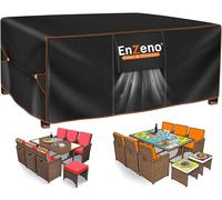 Enzeno Juego de fundas impermeables para muebles de patio, para mesa de comedor, mesa de centro, fundas rectangulares, resistentes a la intemperie, para protección de 84 pulgadas de largo x 44