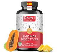 Enzimas Digestivas con Probióticos - Cápsulas Gastroresistentes con Lactasa, Bromelina, Amilasa, Proteasa, Lipasa y Papaína - Sin Aditivos, Alta Concentración, Vegano - 90 Cápsulas, Raibu