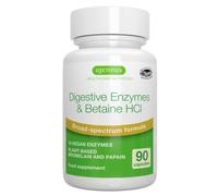 Enzimas Digestivas de Acción Rápida con Betaína HCl y Bromelina, 10 Enzimas Veganas que Incluyen Papaína y Lipasa, Clorhidrato de Betaína, Suplemento de Etiqueta Limpia, 90 Cápsulas, de Igennus