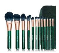 ENZO KEN Juego de Brochas de Maquillaje de Fibra Natural y Pelo de Cabra Professional, Set de Brochas de Maquillaje para Pelo Combinado con Bolso de Mano, Brochas Verde de Pelo Natural.
