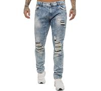 Enzo Pantalones Vaqueros Ajustados De Mezclilla Rotos De Algodón Slim Fit
