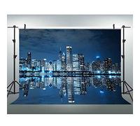 EOA Telón de fondo de escena nocturna de Chicago de 7 pulgadas de ancho x 5 pies de alto, ciudad de Estados Unidos, Illinois, fondo de ciudad ventosa, retrato de negocios, YouTube, accesorios de