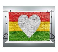 EOA Telón de fondo de pared con forma de corazón de 7 pulgadas de ancho x 5 pulgadas de alto, rojo brillante, amarillo, verde, ladrillo, amor, reggae, Jamaica, fondo de fotografía, baby shower, niños