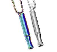 EOAMGO 2 collares de respiración, collar de respiración para dejar de fumar, regalo de alivio de ansiedad para mujeres y hombres (oro y plata)