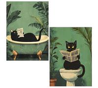 EOBROMD 2 Pack Diamond Painting Kit Completo Gato Negro, Animal Divertido Pintura de Diamante Adultos, Punto de Cruz Diamante, Cuadro Diamante Art Rhinestones Bordado para Decoración Hogar 30x40cm